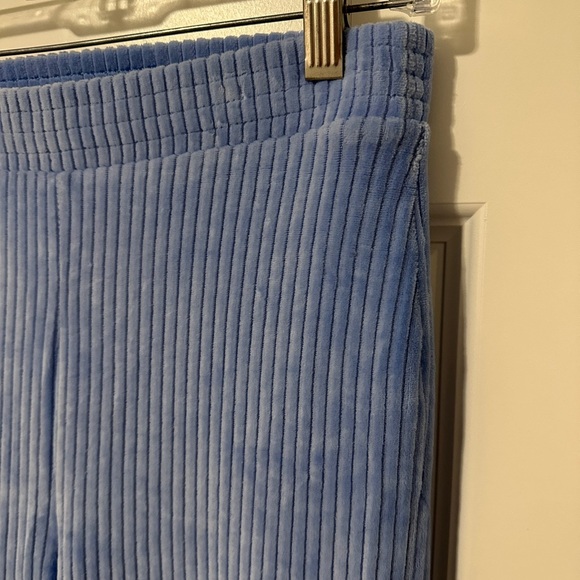 Aerie Groove On Velour Blue Ribbed Flare High Waisted Pants Size Small Womens - Picture 6 of 12